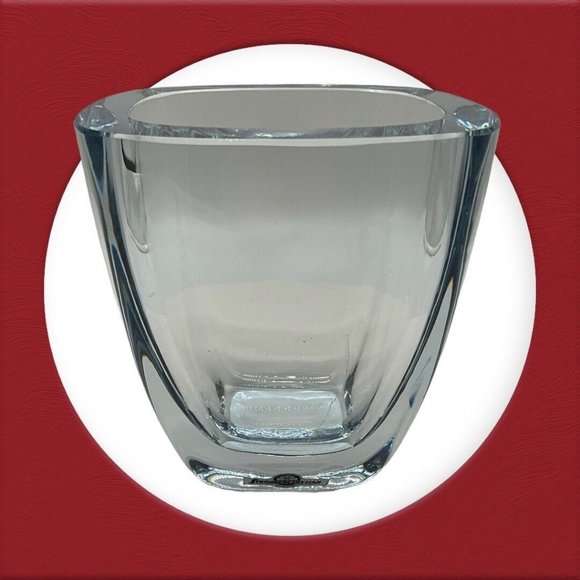 Vtg Strombergshyttan Swedish Art Glass Crystal Vase Blue Hue Artist Signed MCM - Picture 3 of 16